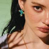 Paraiba Cross Jewelry Set – Gold 3-Piece Collection (Small Necklace) - booneealus