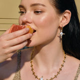 Pearl Cross Cipher Necklace - booneealus