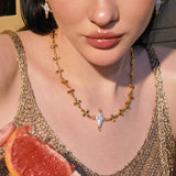 Pearl Cross Cipher Necklace - booneealus