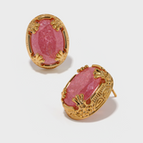 Oval Pink Crack Stone Studs