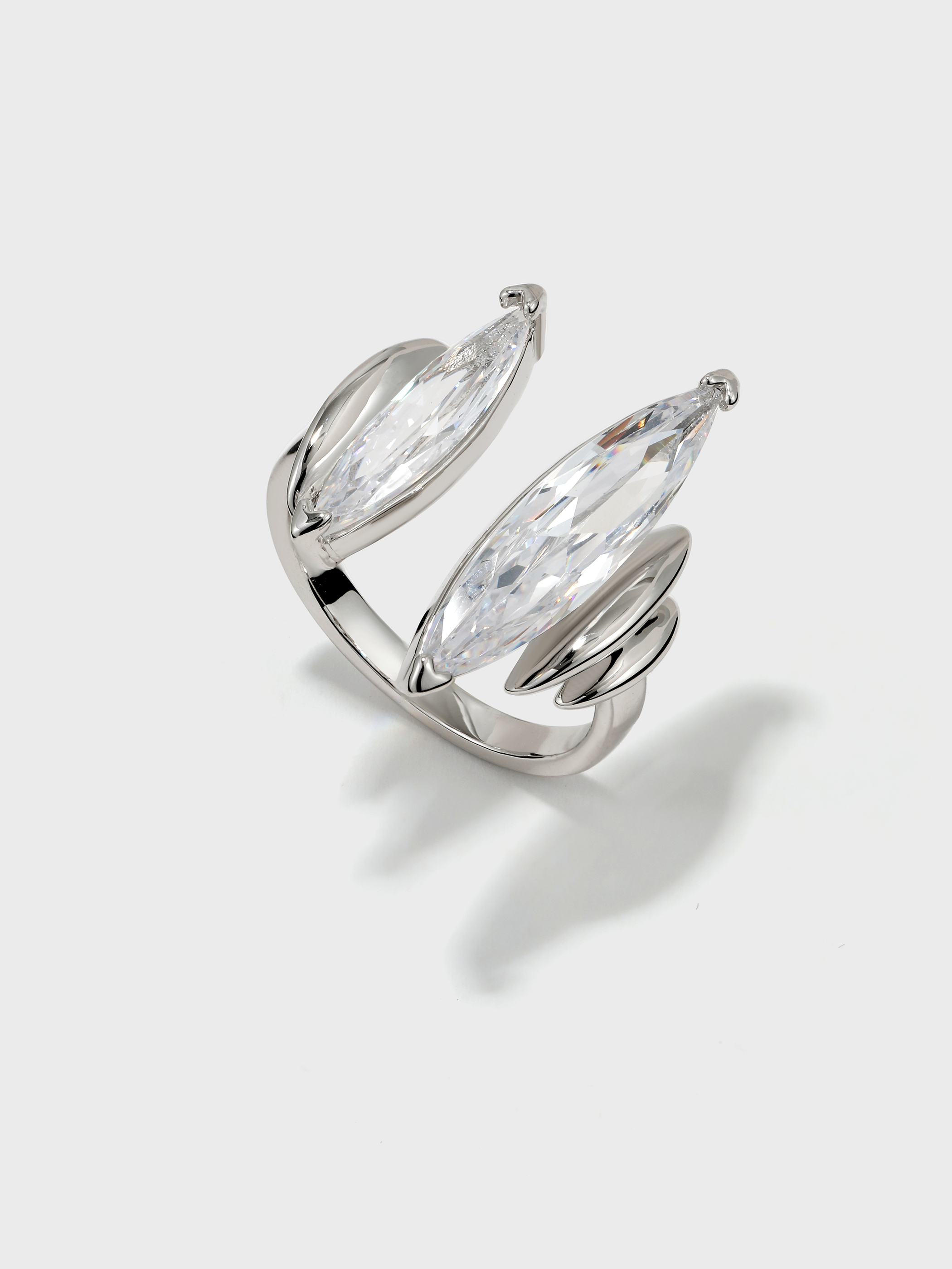 Horse Eye Zirconia Crown Open Ring - booneealus