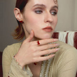 Horse Form Red Agate Ring - booneealus