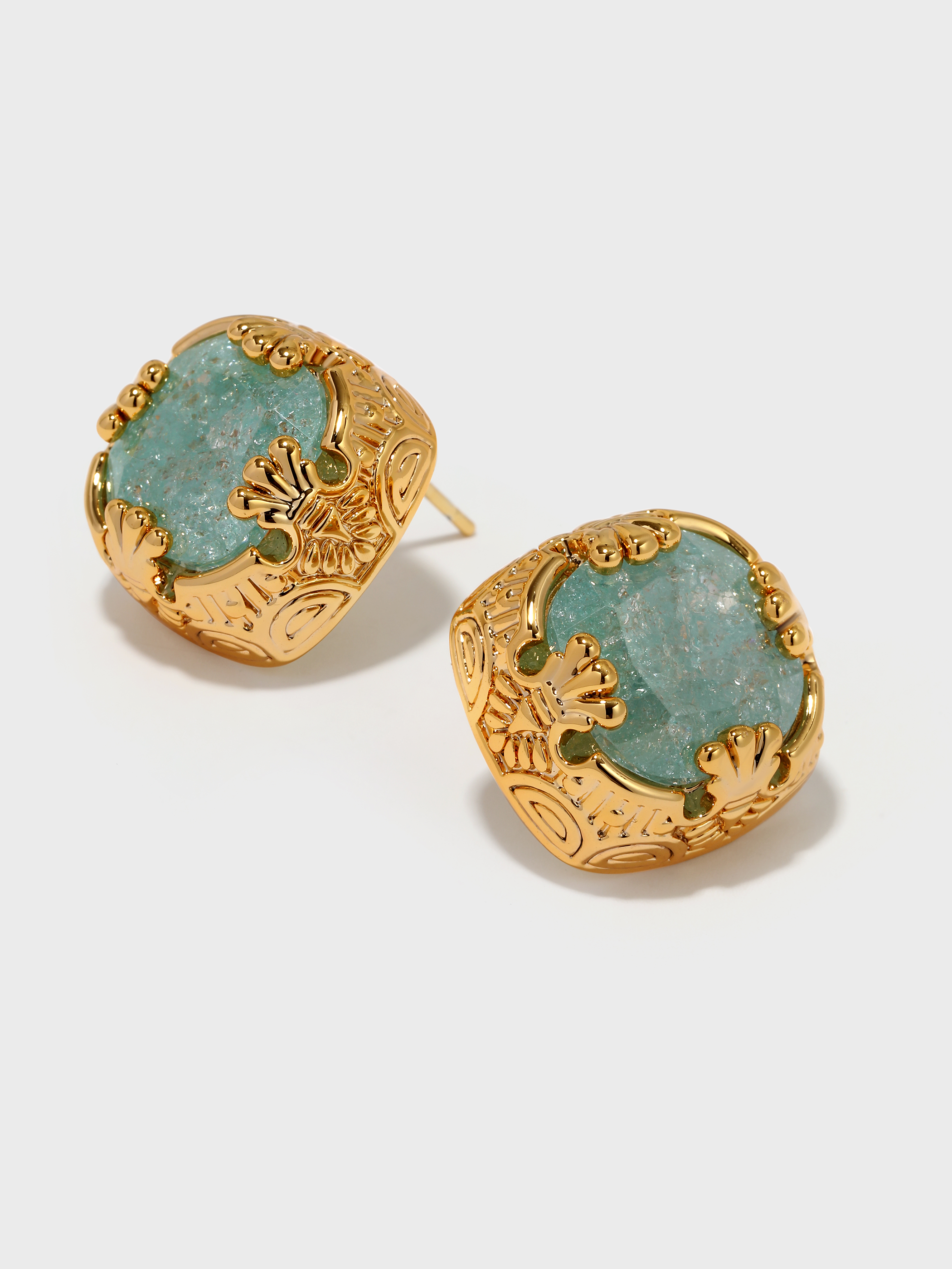 Square Blue Crack Stone Studs - booneealus