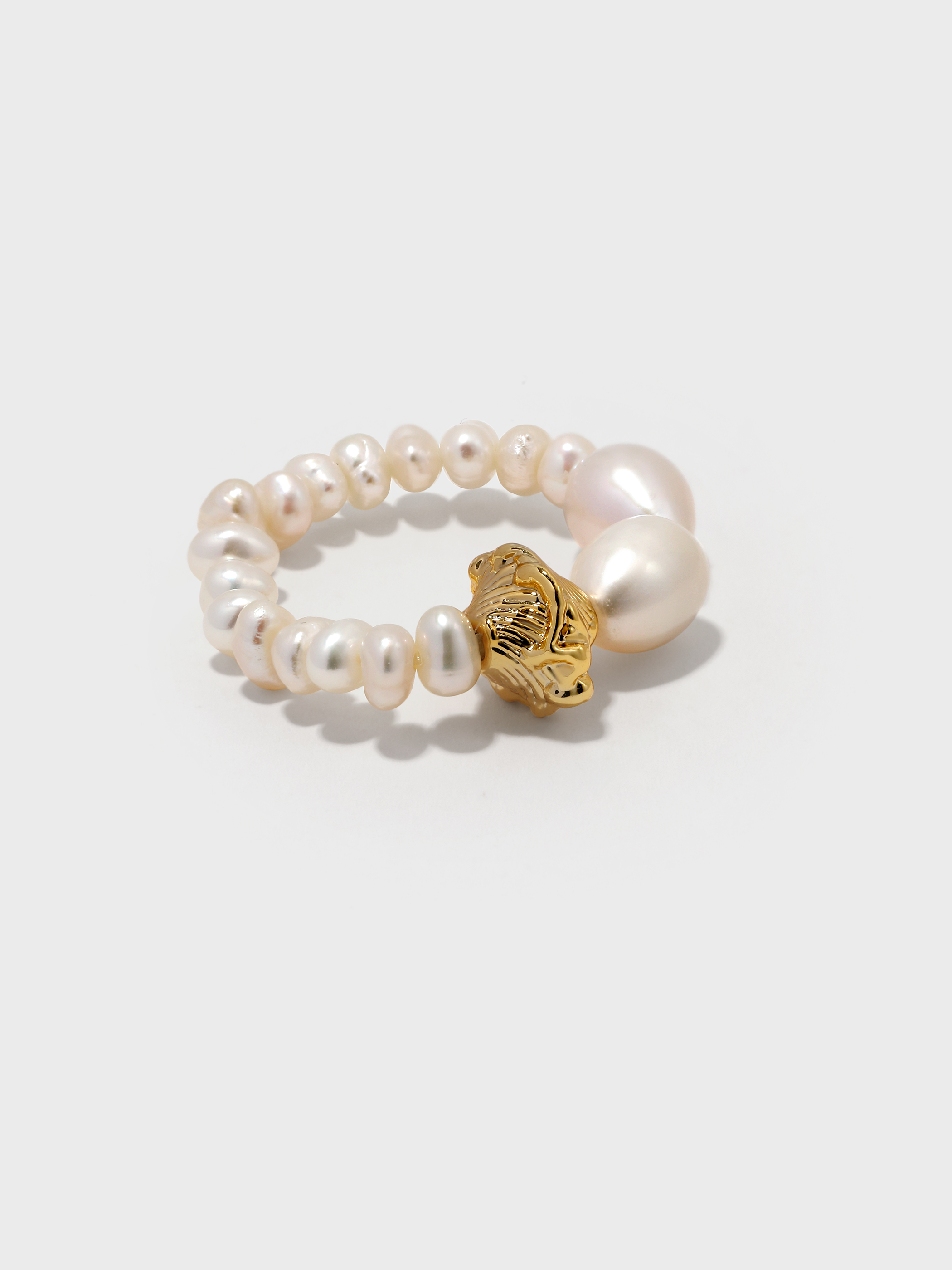 Freshwater Pearl Metal Elastic Ring - booneealus