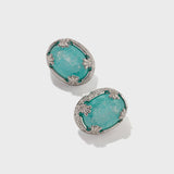 Oval Blue Crack Stone Studs