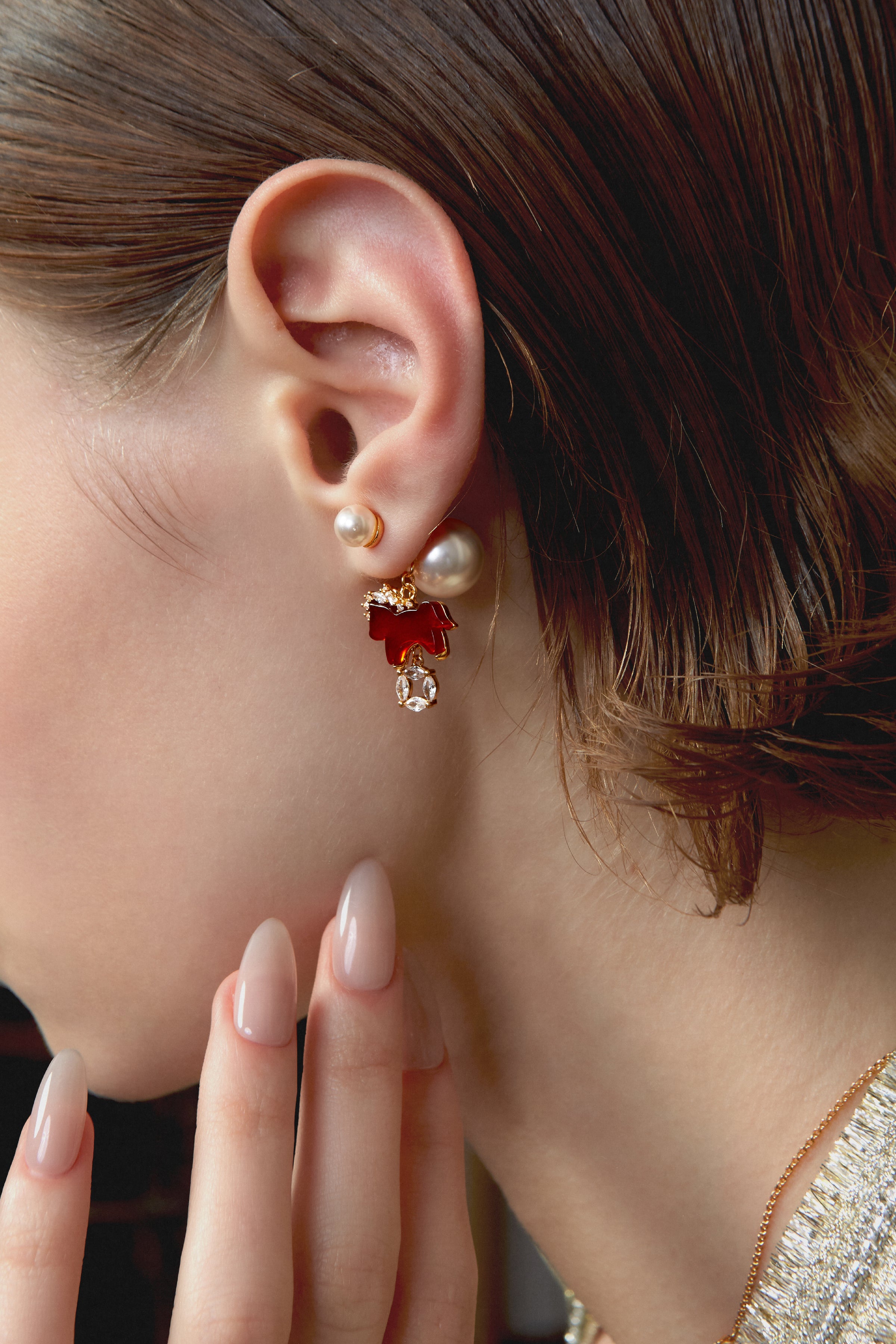 Horse Form Red Agate Drop Earrings - booneealus