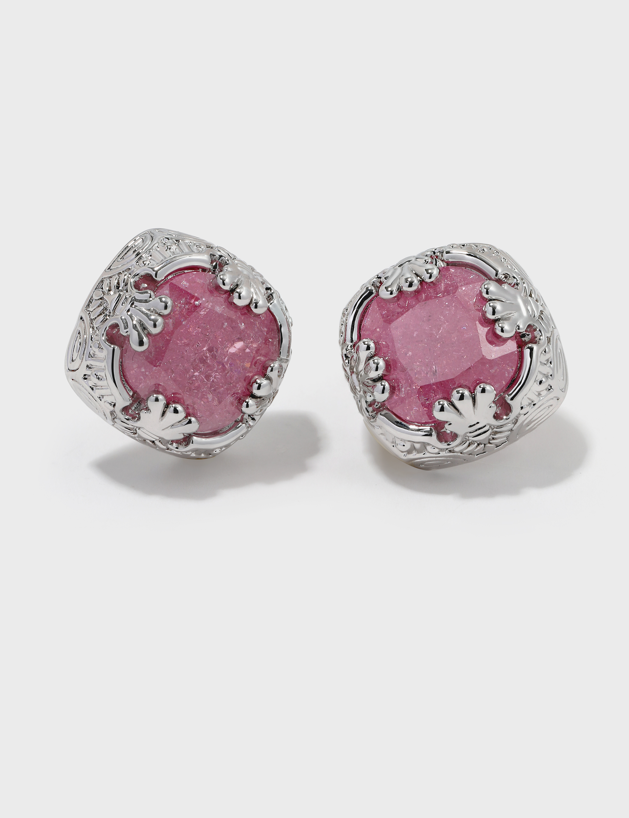 Square Pink Crack Stone Studs