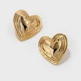 Polished Multi-Layered Heart Stud Earrings