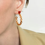 Sugar Pyramid Red Agate C-Hoop Earrings – 24K Gold Plated