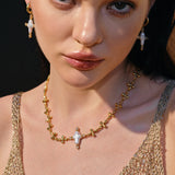 Pearl Cross Cipher Necklace - booneealus