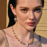 Pearl Cross Cipher Necklace - booneealus