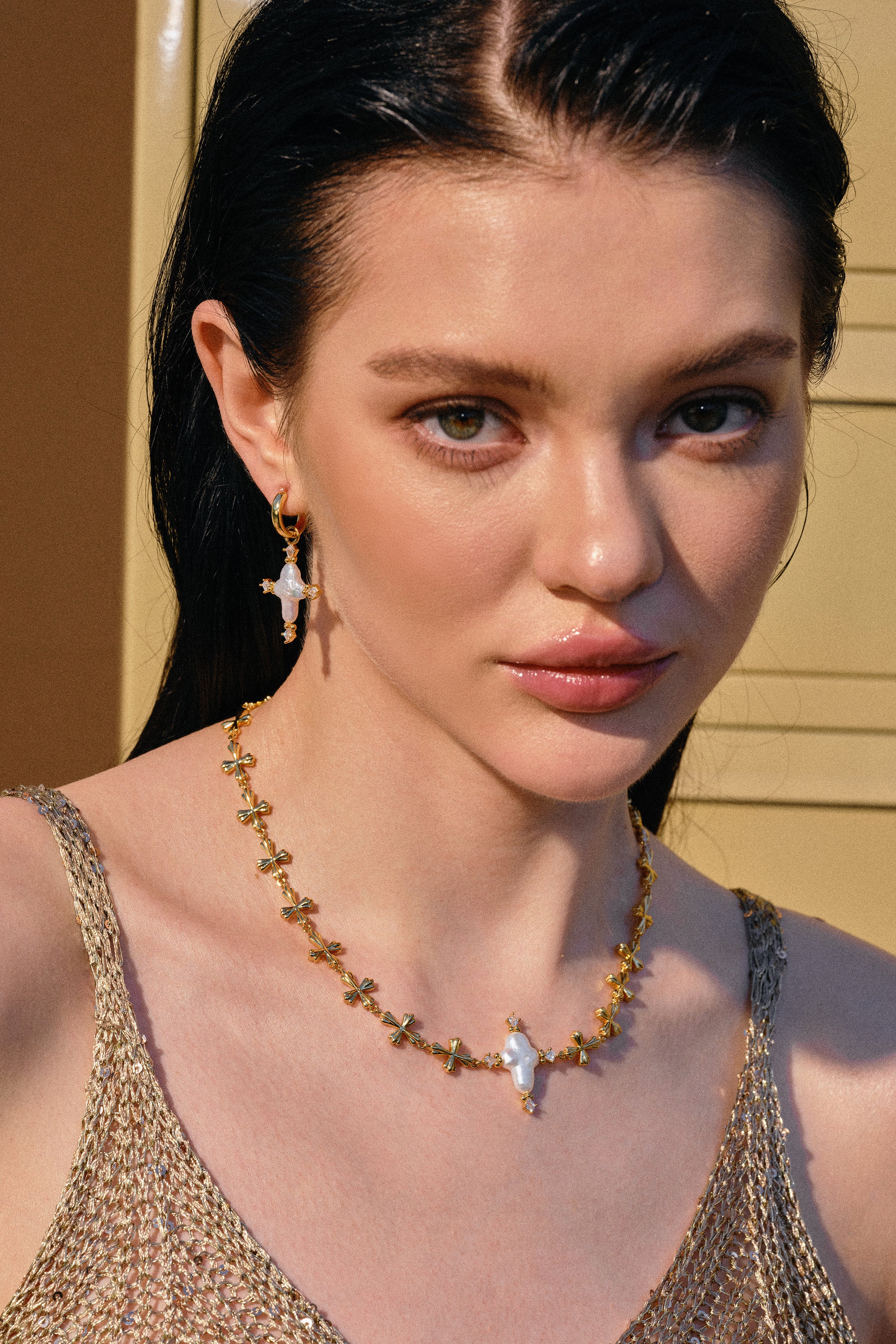 Pearl Cross Cipher Necklace - booneealus