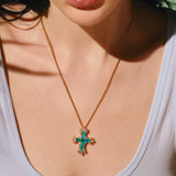 Paraiba Cross Duo – Gold Large & Small Necklaces - booneealus