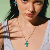 Paraiba Cross Jewelry Set – Gold 3-Piece Collection (Small Necklace) - booneealus