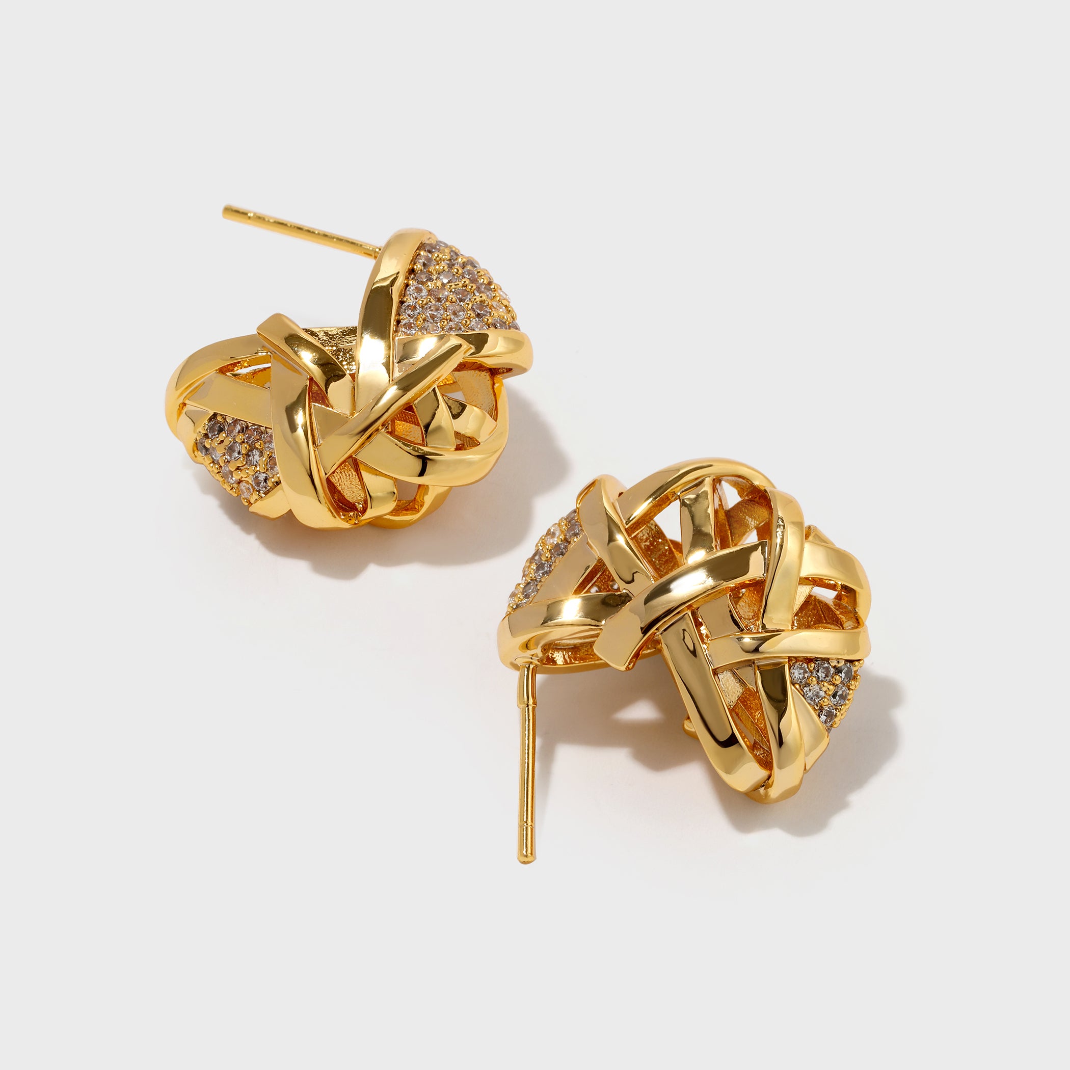 Braided Shell Shape Zirconia Earrings - booneealus