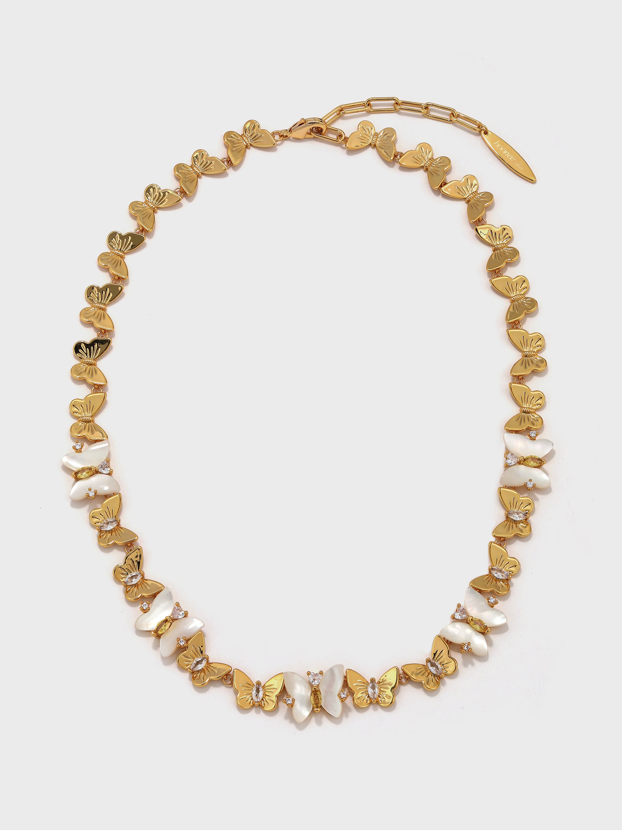 Shell Metal Butterfly Necklace - booneealus