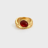 Organic Texture Red Agate Cabochon Statement Ring