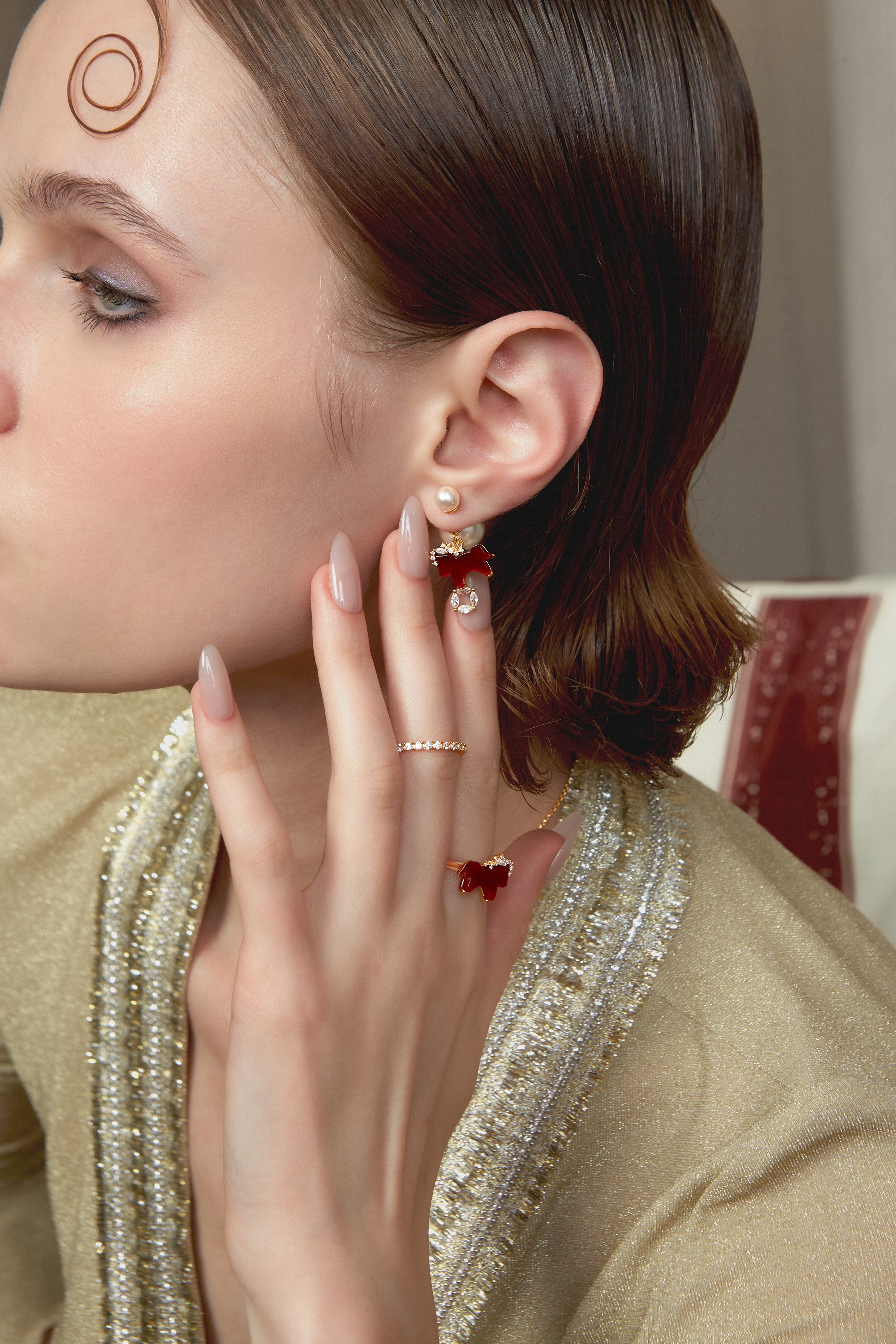 Horse Form Red Agate Drop Earrings - booneealus