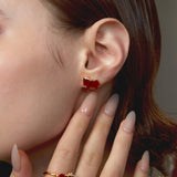 Horse Form Red Agate Stud Earrings - booneealus