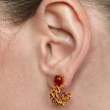Candy-Tower Red Agate Woven C-Hoop Earrings
