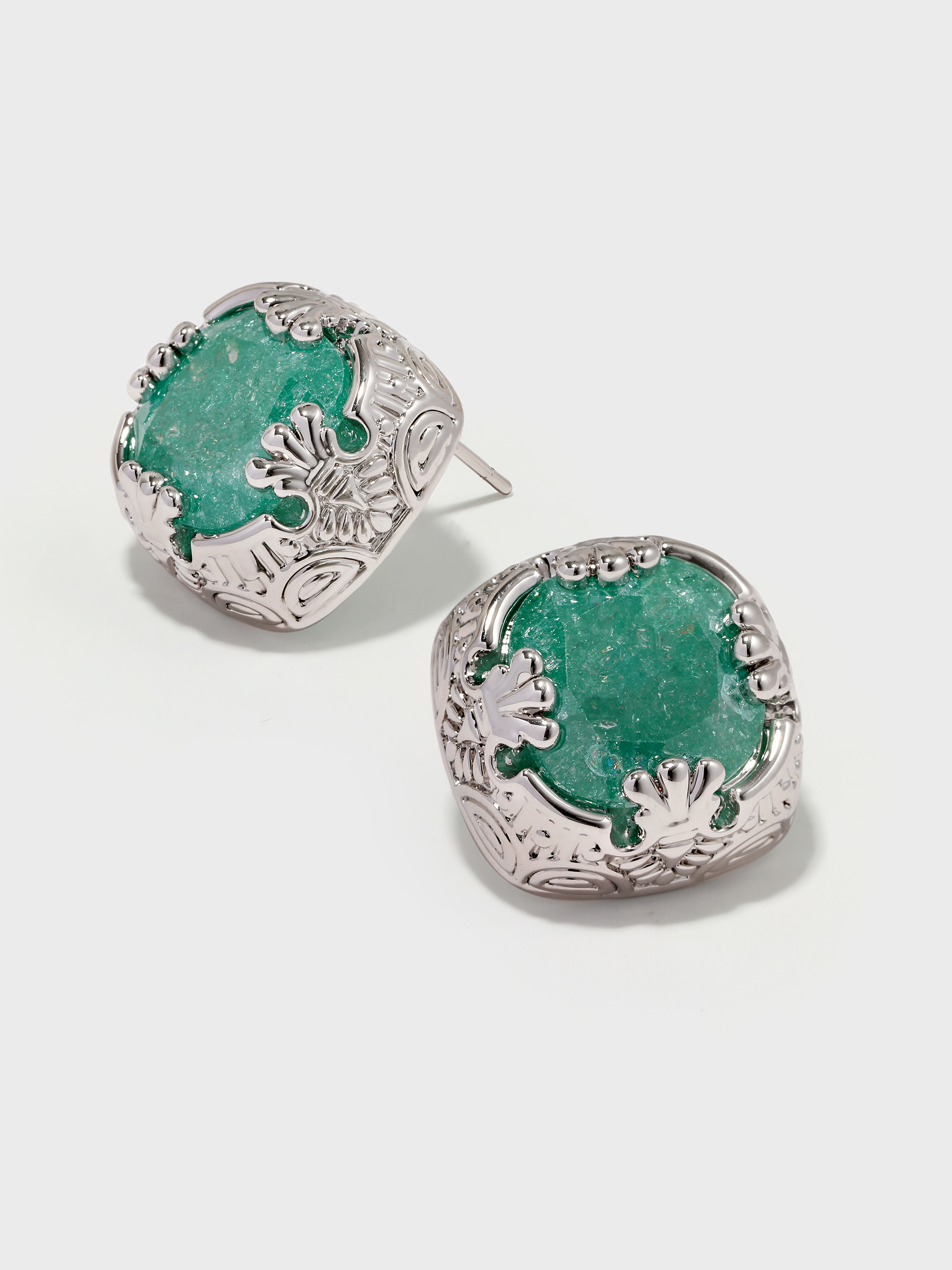 Square Blue Crack Stone Studs - booneealus