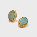 Oval Blue Crack Stone Studs