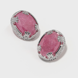 Oval Pink Crack Stone Studs