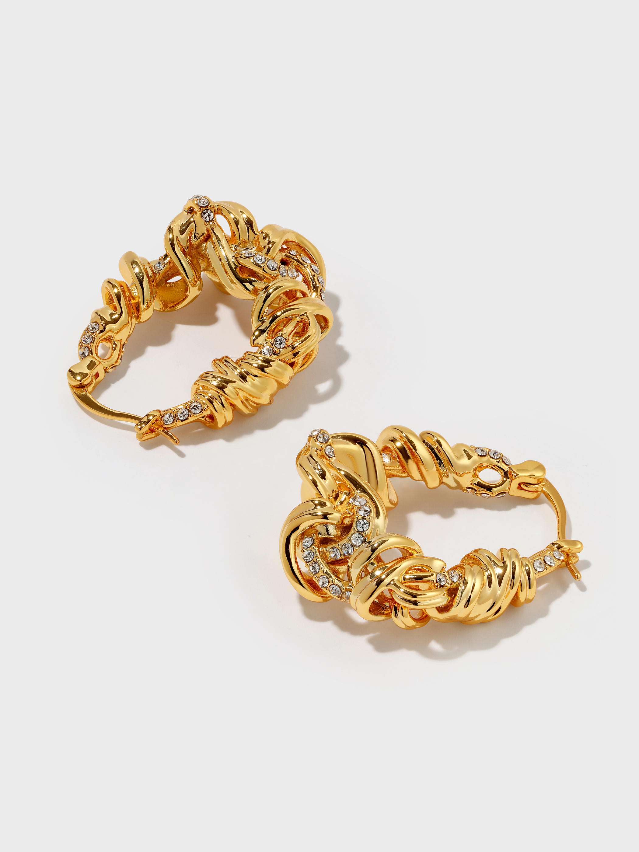 Braided Twisted Rhinestones Earrings - booneealus