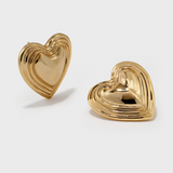 Polished Multi-Layered Heart Stud Earrings