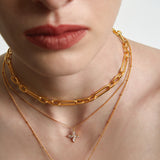 Geometric Double-Layer Clover Pendant Necklace