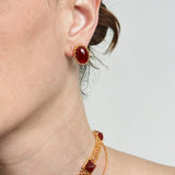 Oval Red Agate Woven Earrings