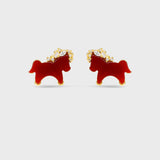 Horse Form Red Agate Stud Earrings - booneealus