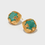 Square Blue Crack Stone Studs