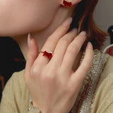 Horse Form Red Agate Stud Earrings - booneealus