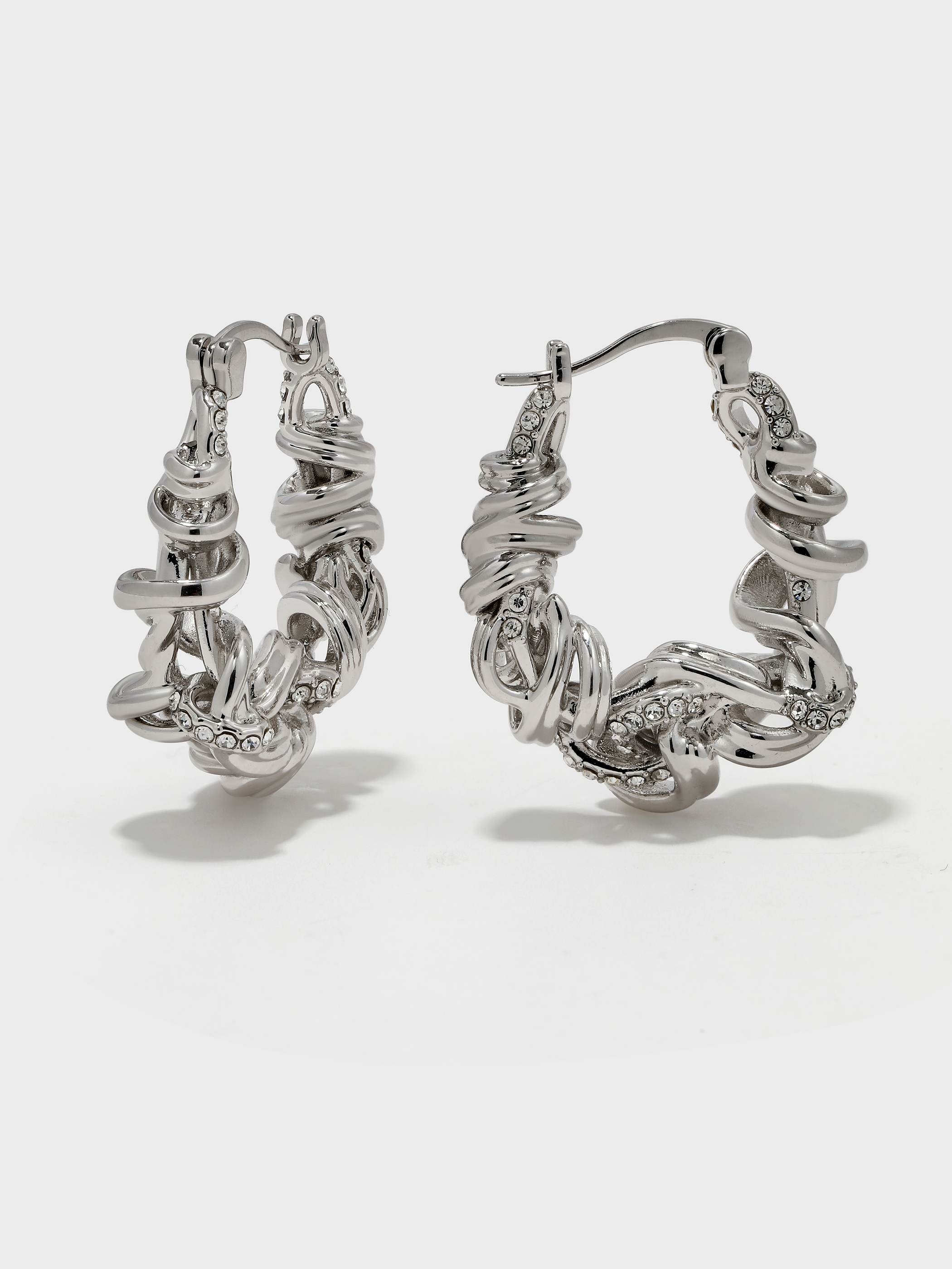 Braided Twisted Rhinestones Earrings - booneealus