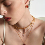 Geometric Double-Layer Clover Pendant Necklace