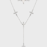 Forged Pilgrimage & Pearl Cross Cipher Necklace Set – Silver - booneealus