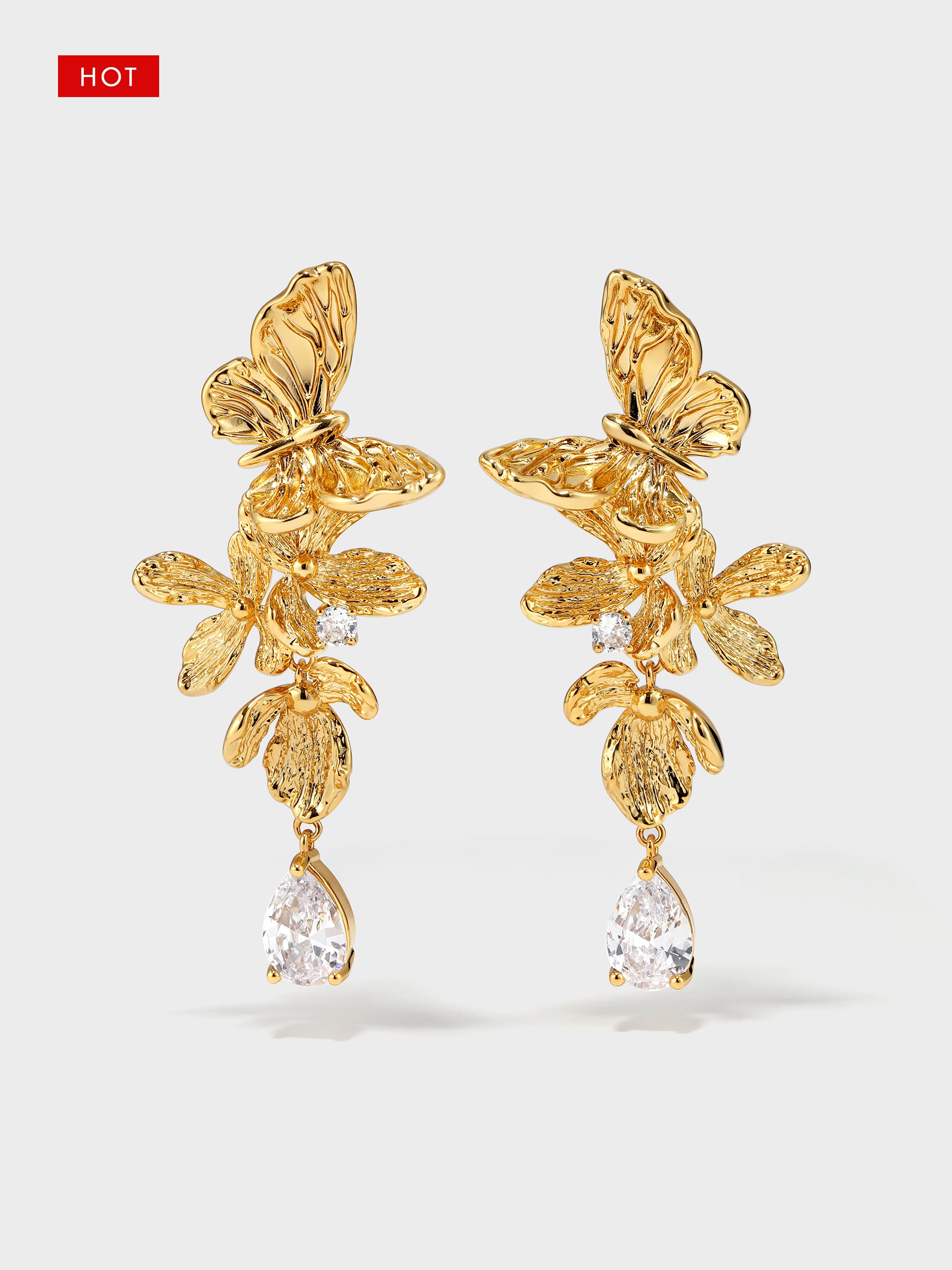 Golden Bloom Wings Earring - booneealus