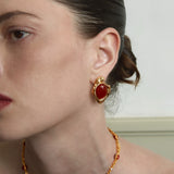 Molten Texture Red Agate Statement Earrings