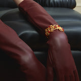 Woven Hollow Sugarloaf Red Agate Open Cuff Bracelet