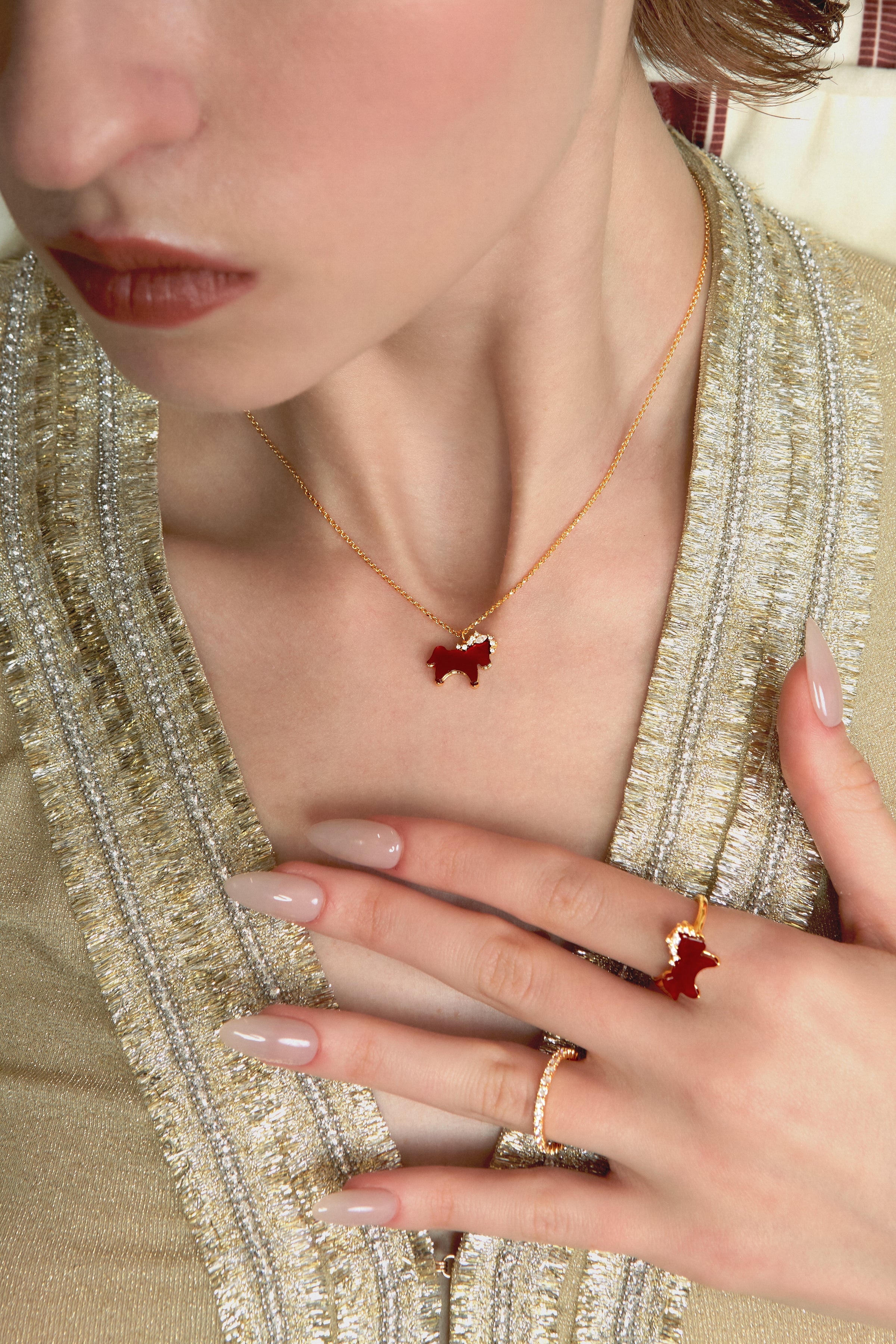 Horse Form Red Agate Ring - booneealus