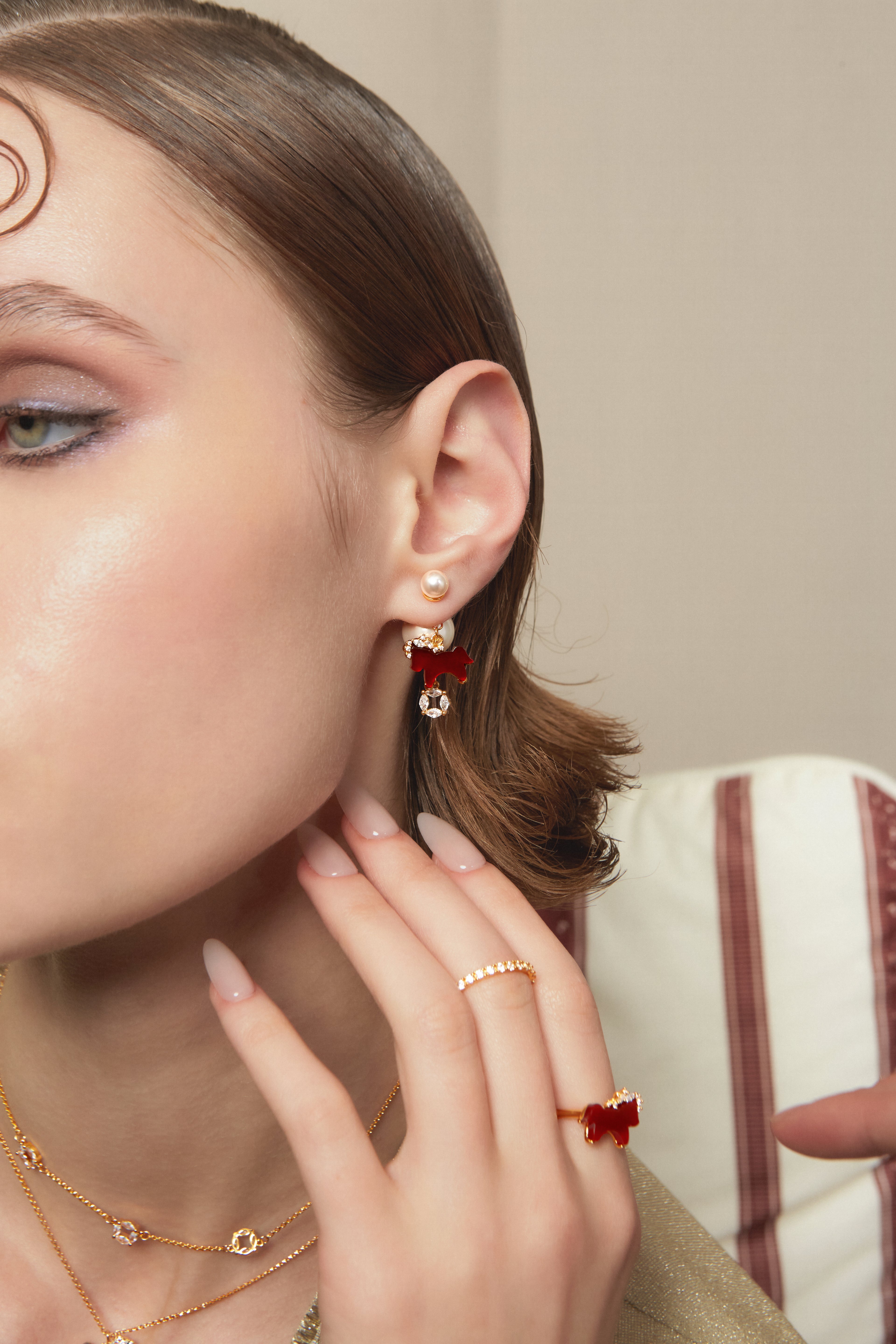 Horse Form Red Agate Drop Earrings - booneealus