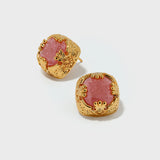 Square Pink Crack Stone Studs