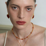 Molten Texture Red Agate Statement Earrings