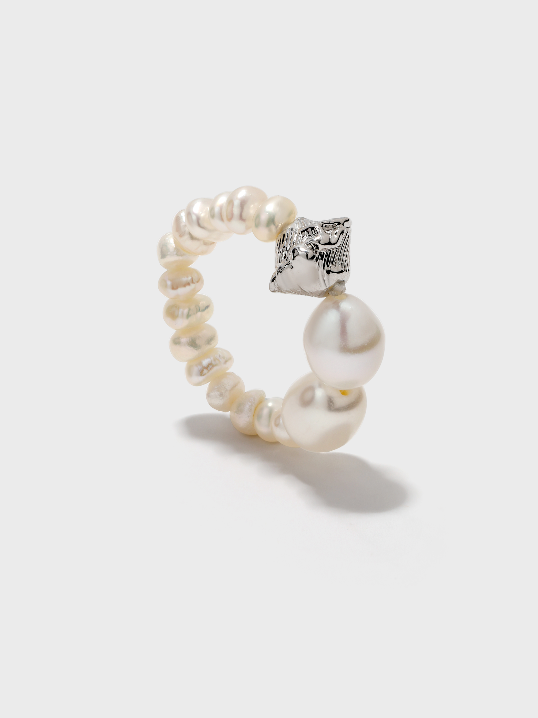 Freshwater Pearl Metal Elastic Ring - booneealus