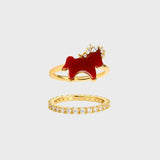Horse Form Red Agate Ring - booneealus