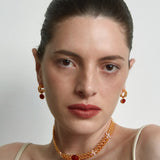 Dual-Sided Red Agate Woven C-Hoop Earrings