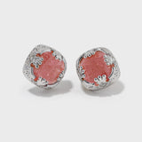 Square Pink Crack Stone Studs