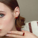 Horse Form Red Agate Stud Earrings - booneealus