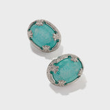 Oval Blue Crack Stone Studs